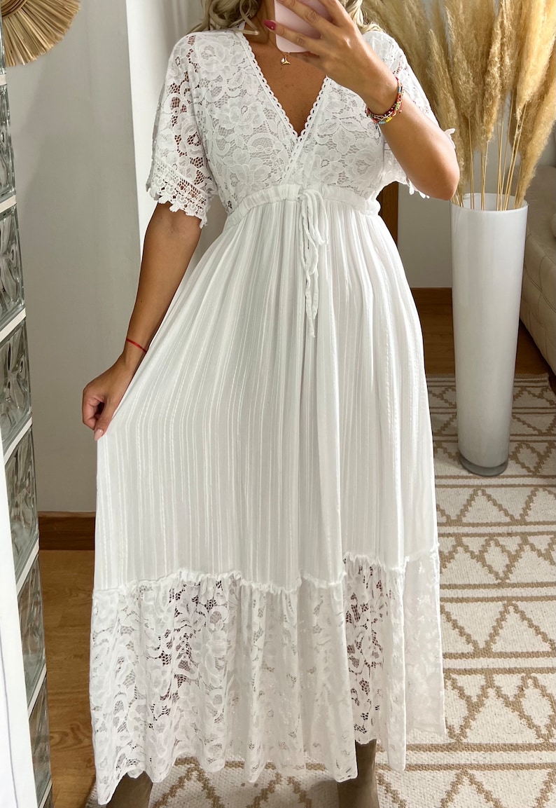 Robe de mariée Boho, robe maxi boho, robe boho dété, robe boho vintage, robe boho pour femme, patron de robe, robe boho de mariage. image 3