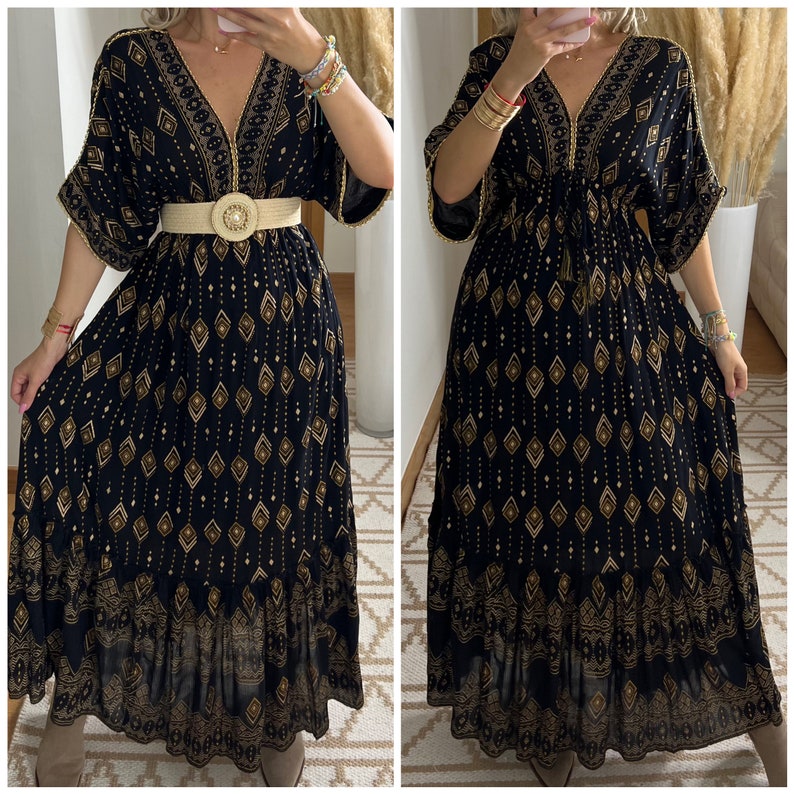 Kleid Boho, Boho-Hochzeitskleid, Maxikleider, Boho-Kleid zur Hochzeit, schwarzes Kleid, Hippie-Kleid, Boho-Kleid für Frauen, Boho-Kleid für Mädchen. Bild 1