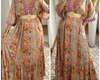 Robe maxi kimono, robe maxi en soie, motif robe en soie, robe en soie boho, robe en soie pour femme, robe en soie pour fille, robe boho, mariage boho