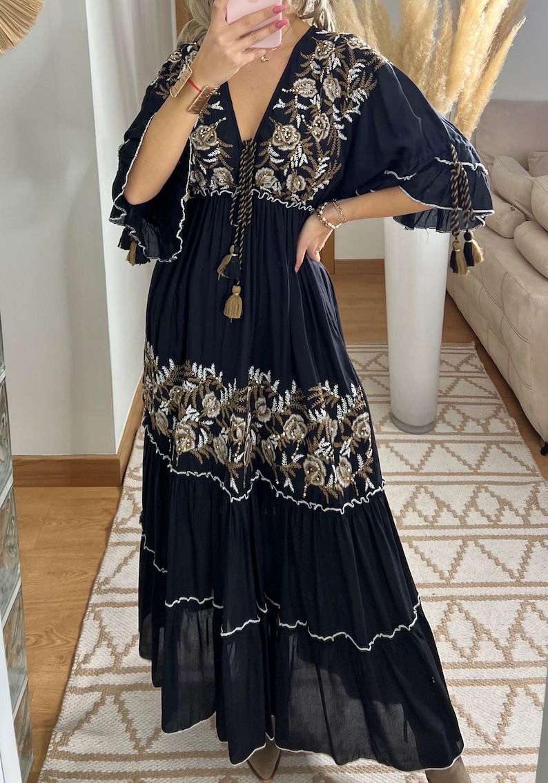 Robe de mariée Boho, robe boho, robe maxi, robe maxi boho, robe bohème, boho kleid, robe maxi noire, robe boho pour fille, robe boho. image 4