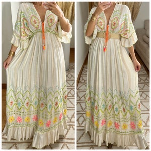 Robe de mariée Boho, robe boho, robe maxi, robe maxi boho, robe bohème, boho kleid, robe maxi blanche, robe boho pour fille, robe boho. image 1