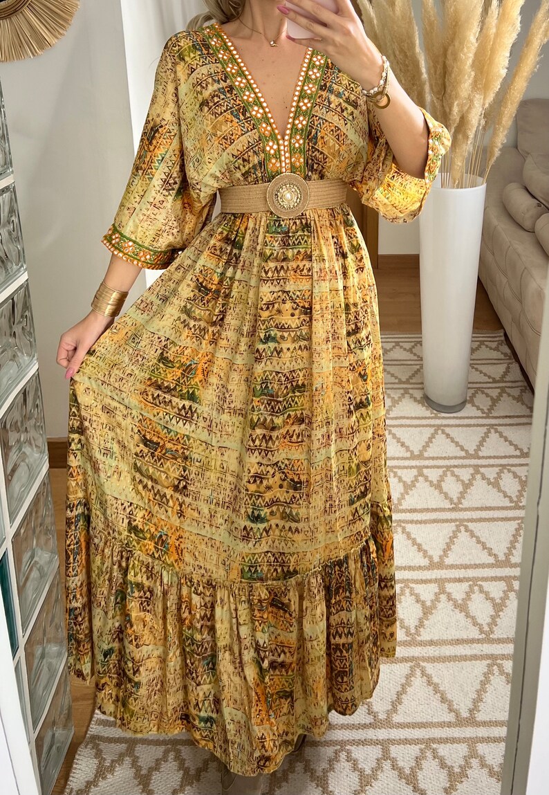 Maxikleid für Damen, Boho-Kleid, Maxi-Boho-Kleid, Schnittmuster, Kleid Boho, Seidenkleid, Sommerkleid, Maxikleid für Damen, Hippie-Kleid Bild 3