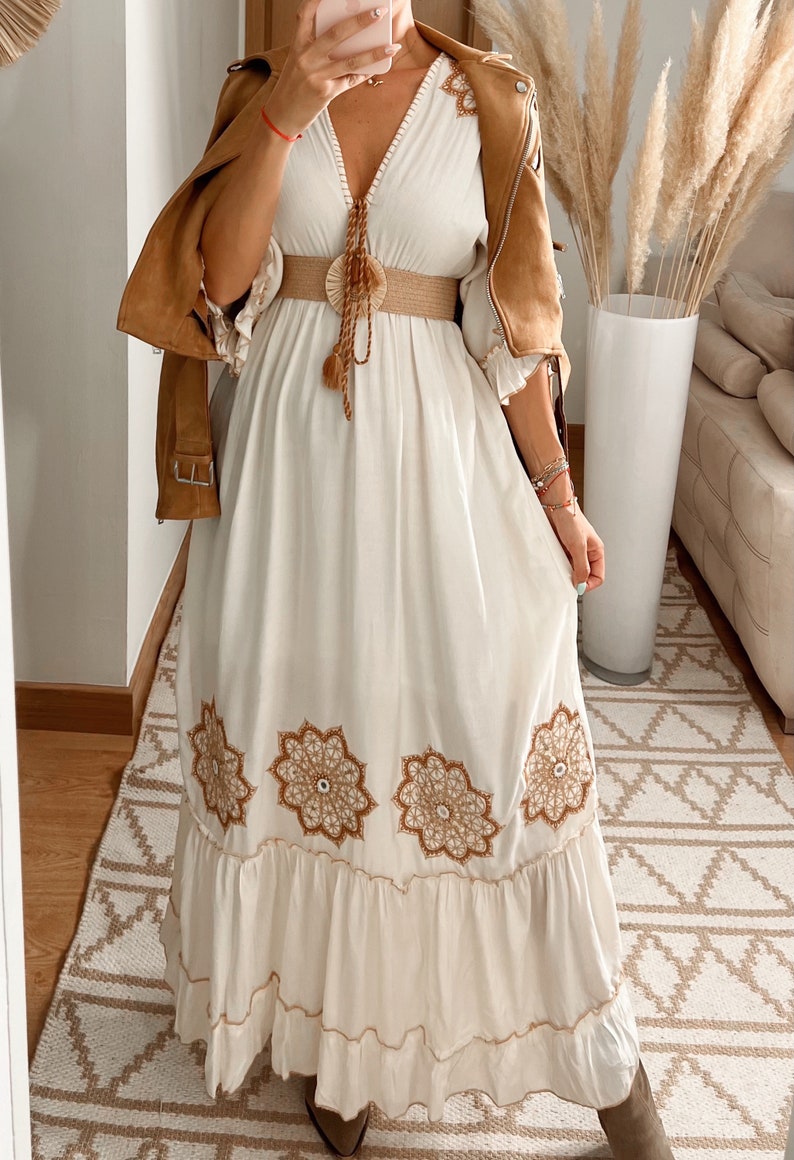 Robe femme, robe d'automne, robe d'hiver, robe de mariée boho, boho kleid, robe boho pour femme, robe maxi boho, robe bohème, robe boho. image 6