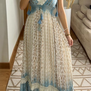 Maxi-Boho-Kleid, weißes Boho-Kleid, Boho-Hochzeitskleid, Boho-Kleid, Boho-Kleid für Frauen, Boho-Kleid, Boho-Kleid, Boho-Kleid, Maxikleid. Bild 8