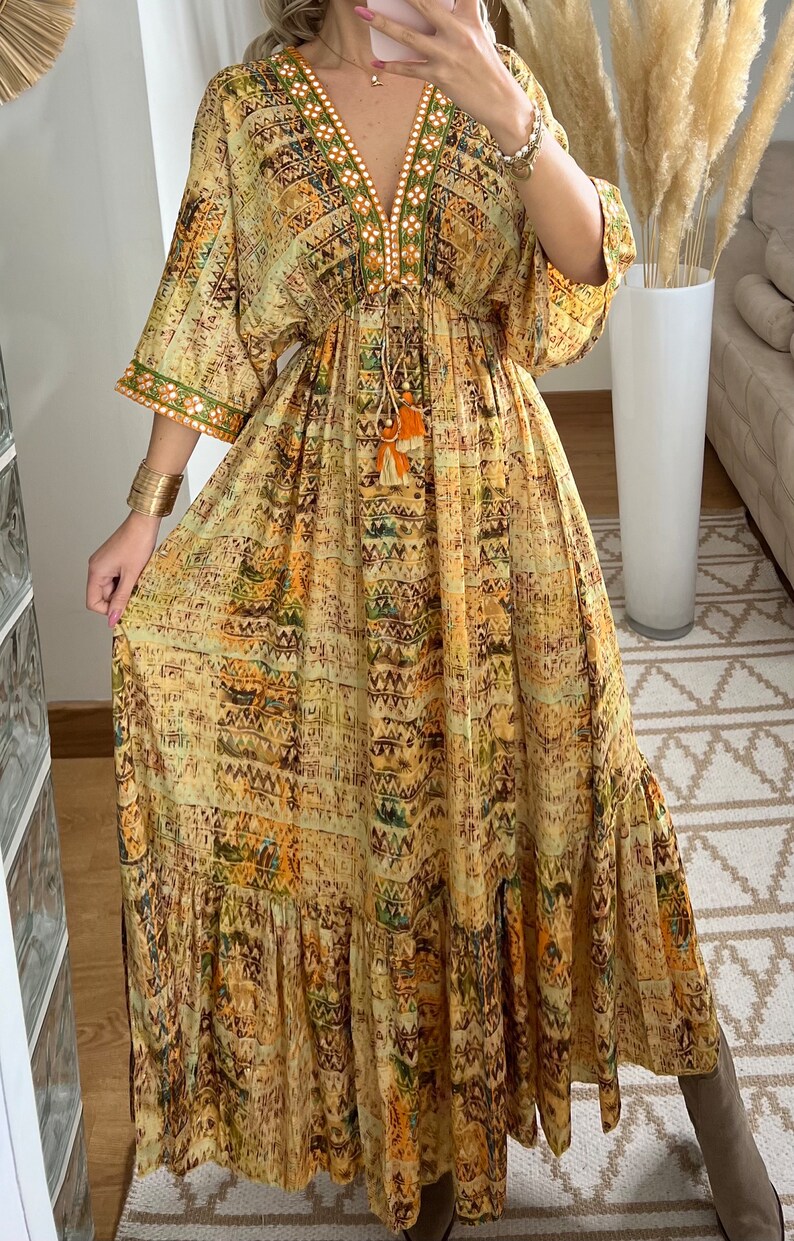 Maxikleid für Damen, Boho-Kleid, Maxi-Boho-Kleid, Schnittmuster, Kleid Boho, Seidenkleid, Sommerkleid, Maxikleid für Damen, Hippie-Kleid Bild 4