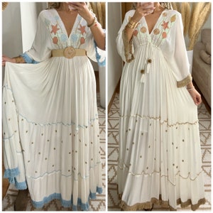 Robe maxi boho, robe blanche, robe bohème, robe bohème vintage, robe boho pour femme, patron de robe, robe bohème mariage, robe bohème. image 1