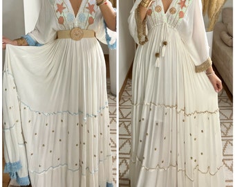 Maxi-Boho-Kleid, Kleid weiß, Bohemian-Kleid, Vintage-Boho-Kleid, Boho-Kleid für Frauen, Schnittmuster, Hochzeits-Boho-Kleid, Boho-Kleid.