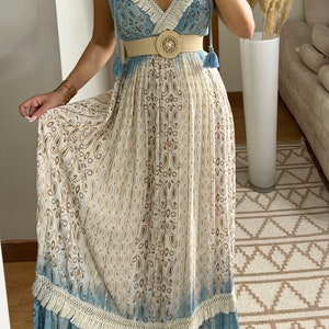 Maxi-Boho-Kleid, weißes Boho-Kleid, Boho-Hochzeitskleid, Boho-Kleid, Boho-Kleid für Frauen, Boho-Kleid, Boho-Kleid, Boho-Kleid, Maxikleid. Bild 5