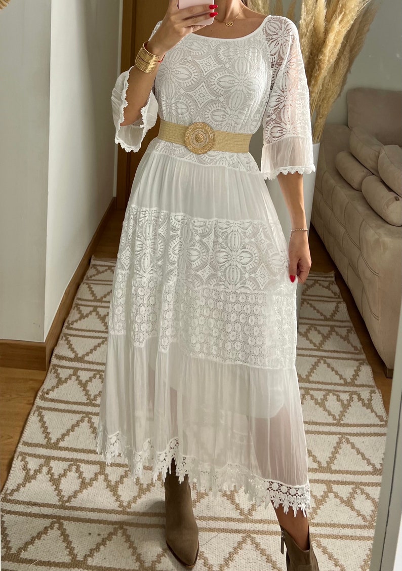 Robe de mariée Boho, robe maxi boho, robe boho dété, robe boho vintage, robe boho pour femme, patron de robe, robe boho de mariage. image 3