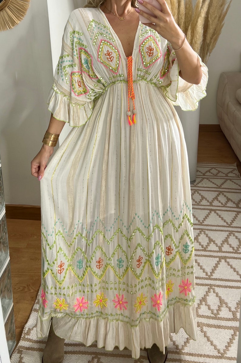 Robe de mariée Boho, robe boho, robe maxi, robe maxi boho, robe bohème, boho kleid, robe maxi blanche, robe boho pour fille, robe boho. image 2