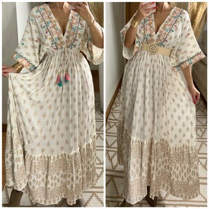 Maxi-Boho-Kleid, Kleid weiß, Bohemian-Kleid, Vintage-Boho-Kleid, Boho-Kleid für Frauen, Schnittmuster, Hochzeits-Boho-Kleid, Boho-Kleid. Bild 5