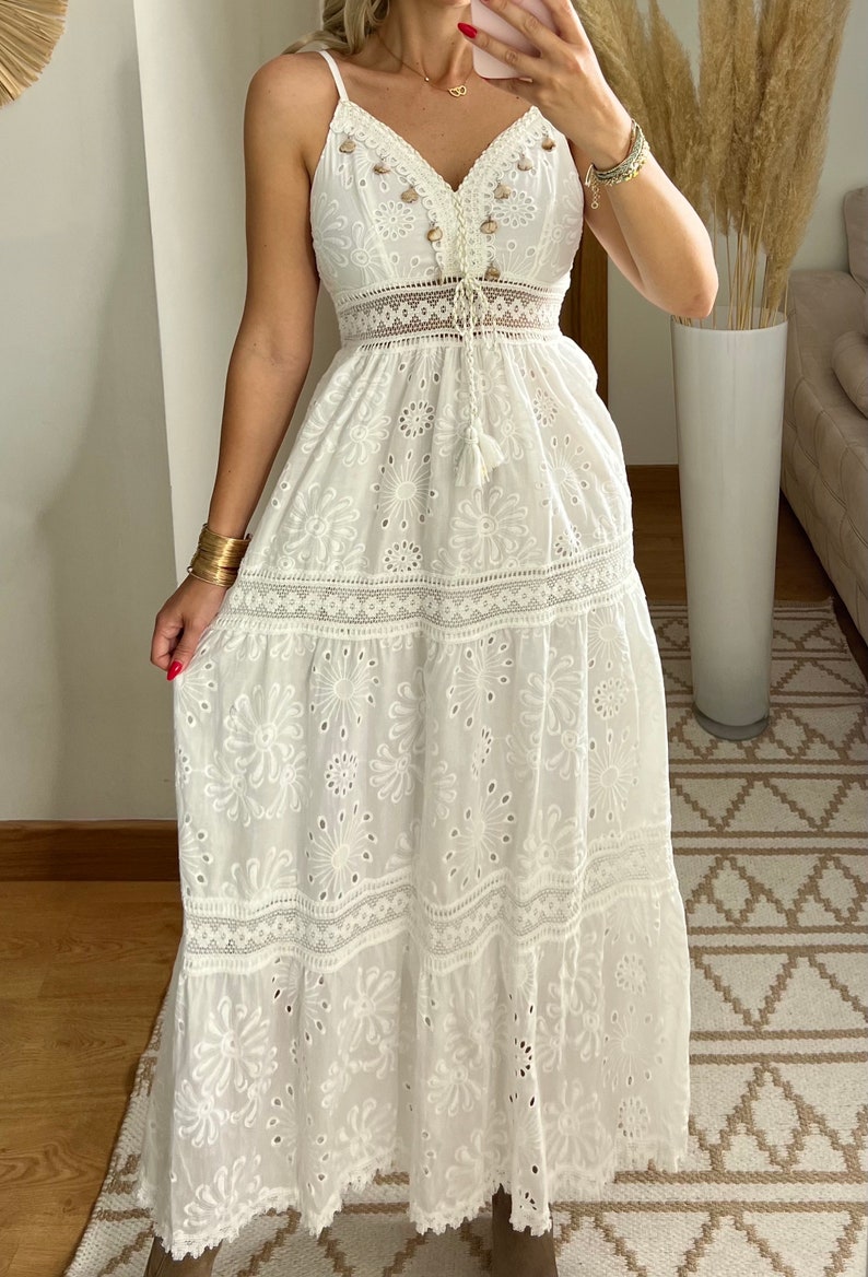 Boho dress, boho wedding dress, boho kleid, boho dress for woman, boho maxi dress, bohemian dress, maxi dress, boho white dress, White dress image 2