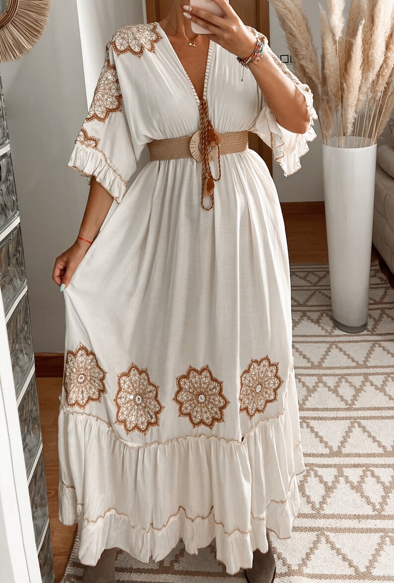 Robe femme, robe d'automne, robe d'hiver, robe de mariée boho, boho kleid, robe boho pour femme, robe maxi boho, robe bohème, robe boho. image 8