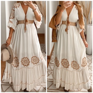 Robe femme, robe d'automne, robe d'hiver, robe de mariée boho, boho kleid, robe boho pour femme, robe maxi boho, robe bohème, robe boho. image 1