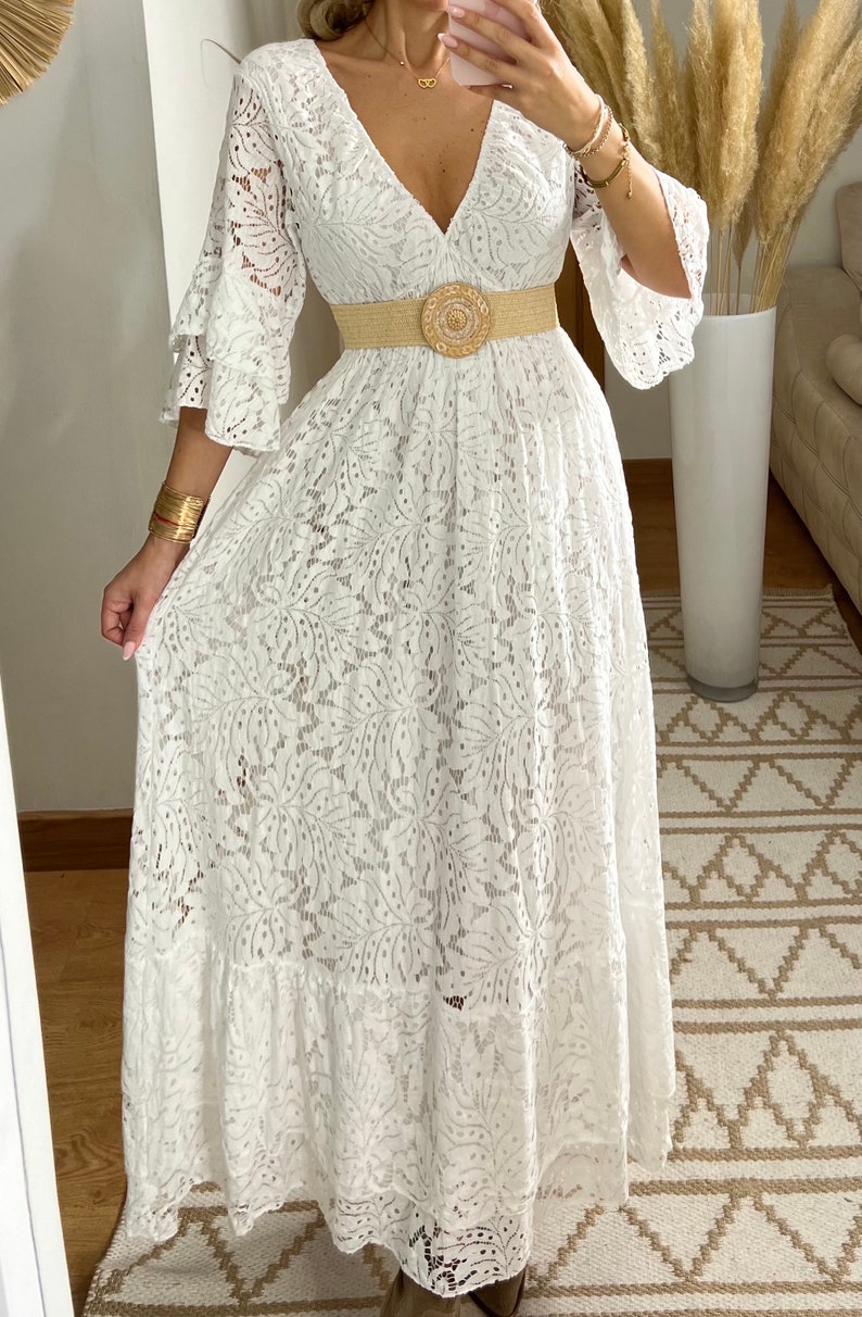 Boho-Hochzeitskleid, Maxi-Boho-Kleid, Sommer-Boho-Kleid, Vintage-Boho-Kleid, Boho-Kleid für Frauen, Kleidermuster, Hochzeits-Boho-Kleid. Bild 3