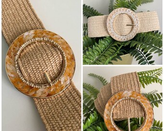 Ceinture pour femme, ceinture pour robe d'été, ceinture femme, ceinture raphia, ceinture boho vintage, boucle de ceinture, ceintures boho pour femme, ceinture été.