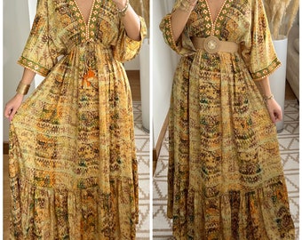 Robe maxi pour femme, robe boho, robe maxi boho, patron de robe, robe boho, robe en soie, robe d'été, robe maxi pour femme, robe hippie