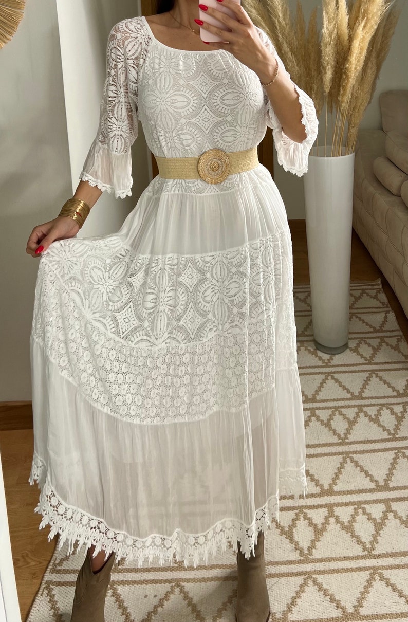 Robe de mariée Boho, robe maxi boho, robe boho dété, robe boho vintage, robe boho pour femme, patron de robe, robe boho de mariage. image 7