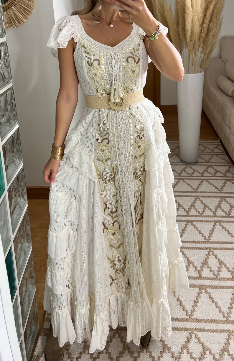 Robe de mariée Boho, robe maxi boho, robe boho dété, robe boho vintage, robe boho pour femme, patron de robe, robe boho de mariage. image 6