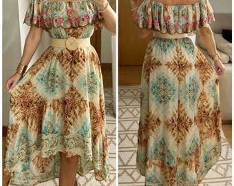 Robe maxi en soie, robe boho pour femme, robe en soie, robe boho en soie, robe en soie, robe boho pour filles, robe d'été, robe maxi en soie, robe.