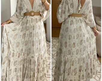 Maxi-Boho-Kleid, Kleid weiß, Bohemian-Kleid, Vintage-Boho-Kleid, Boho-Kleid für Frauen, Schnittmuster, Hochzeits-Boho-Kleid, Boho-Kleid.