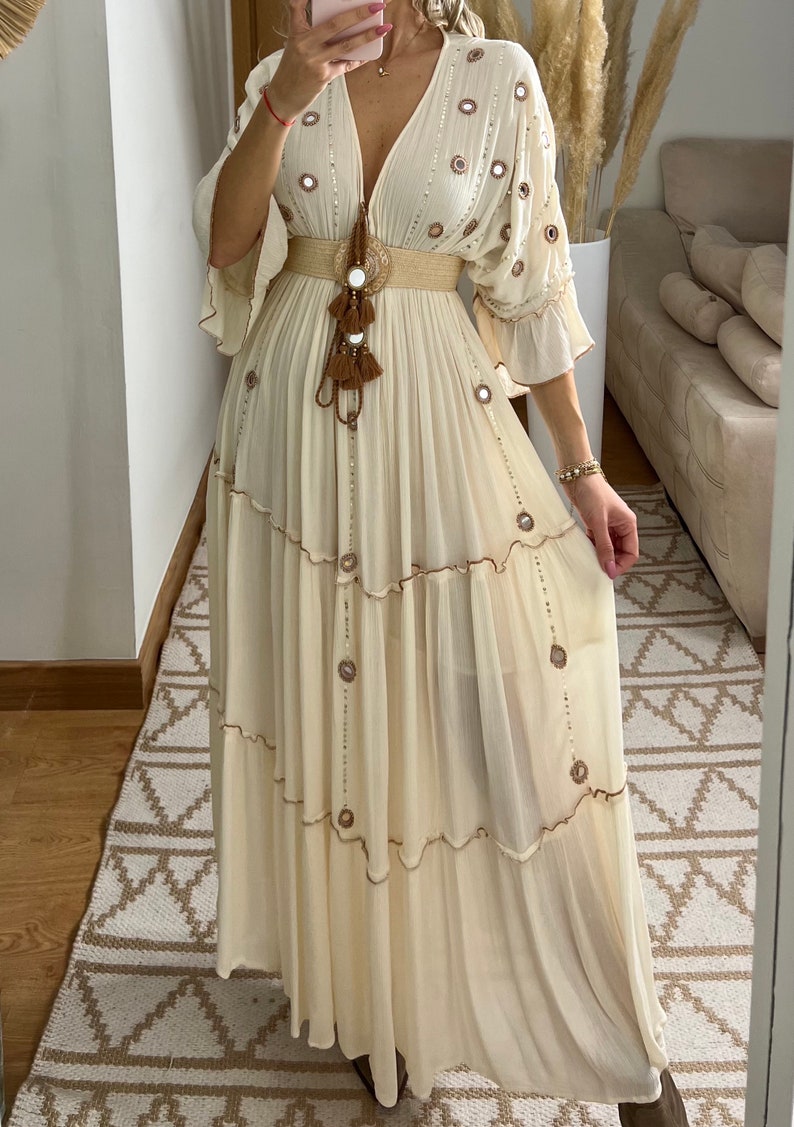 Robe Boho, robe à volants, boho kleid, robe boho pour femme, robe maxi boho, robe bohème, robe maxi, robe boho pour fille, patron de robe. image 5