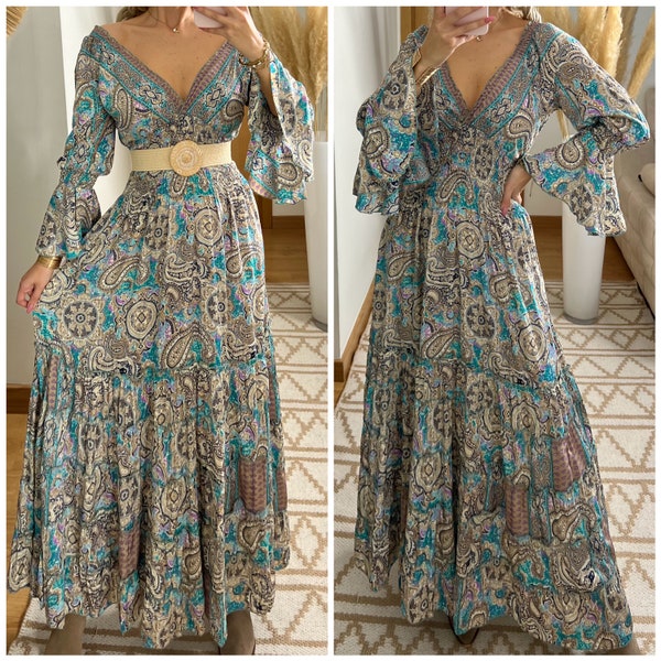 Seiden-Maxikleid, Boho-Kleid für Damen, Seidenkleid, Seiden-Boho-Kleid, Kleid aus Seide, Boho-Kleid für Mädchen, Sommerkleid, Maxikleid aus Seide, Kleid.