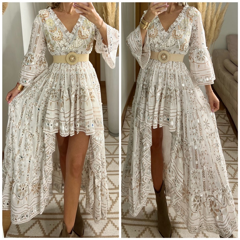 Robe de mariée Boho, robe maxi boho, robe boho dété, robe boho vintage, robe boho pour femme, patron de robe, robe boho de mariage. White