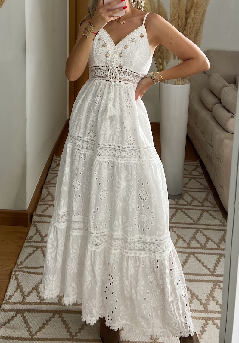 Boho dress, boho wedding dress, boho kleid, boho dress for woman, boho maxi dress, bohemian dress, maxi dress, boho white dress, White dress image 3