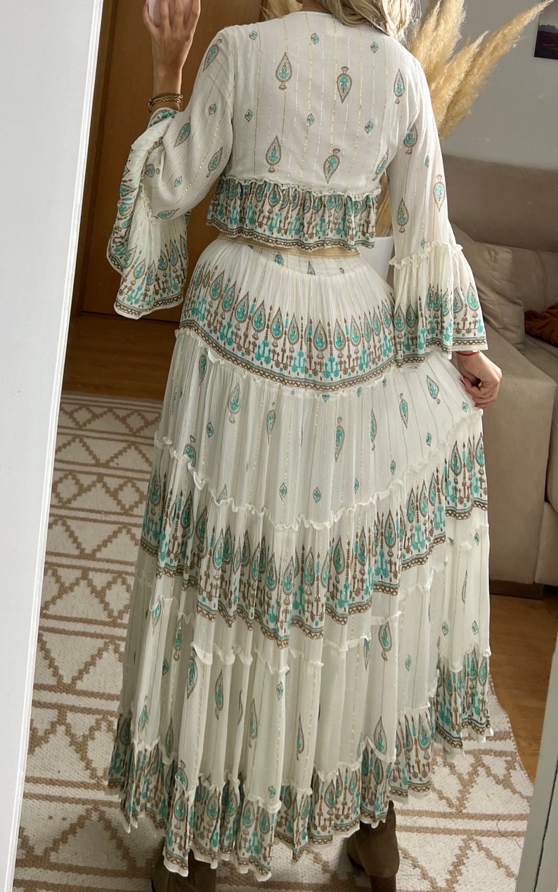 Robe Boho femme, ensemble deux pièces, ensemble boho, jupe boho, top boho boho kleid, boho deux pièces, robe de mariée boho, boho deux pièces, robe boho. image 6