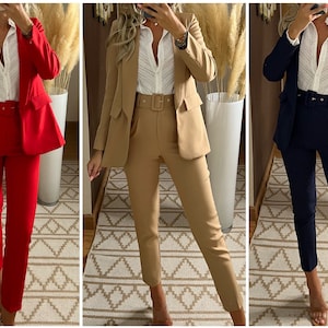 Costume deux pièces pour femmes, ensemble deux pièces, robe de mariée deux pièces, robe deux pièces, ensemble blazer et pantalon, costume femme, ensemble pantalon, costume pantalon.