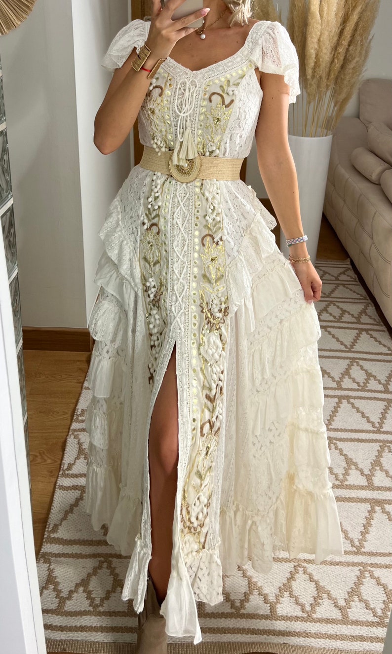 Robe de mariée Boho, robe maxi boho, robe boho dété, robe boho vintage, robe boho pour femme, patron de robe, robe boho de mariage. image 4