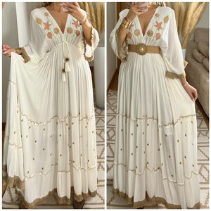 Robe maxi boho, robe blanche, robe bohème, robe bohème vintage, robe boho pour femme, patron de robe, robe bohème mariage, robe bohème. image 5