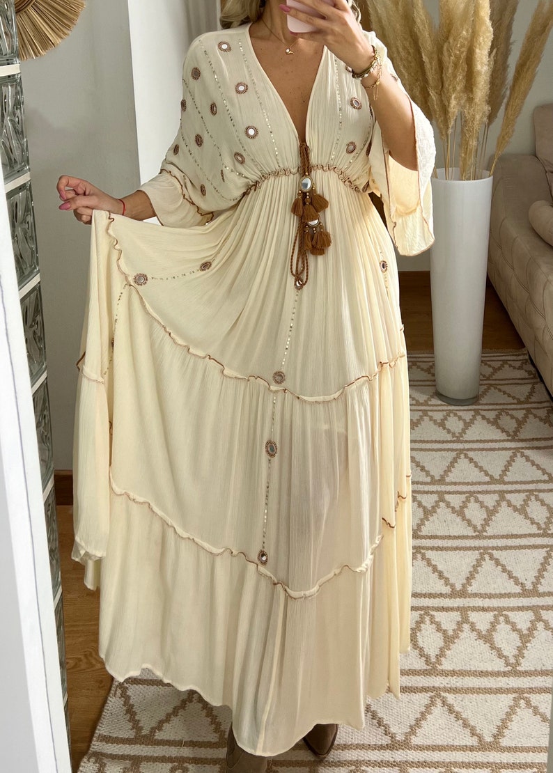 Robe Boho, robe à volants, boho kleid, robe boho pour femme, robe maxi boho, robe bohème, robe maxi, robe boho pour fille, patron de robe. image 8