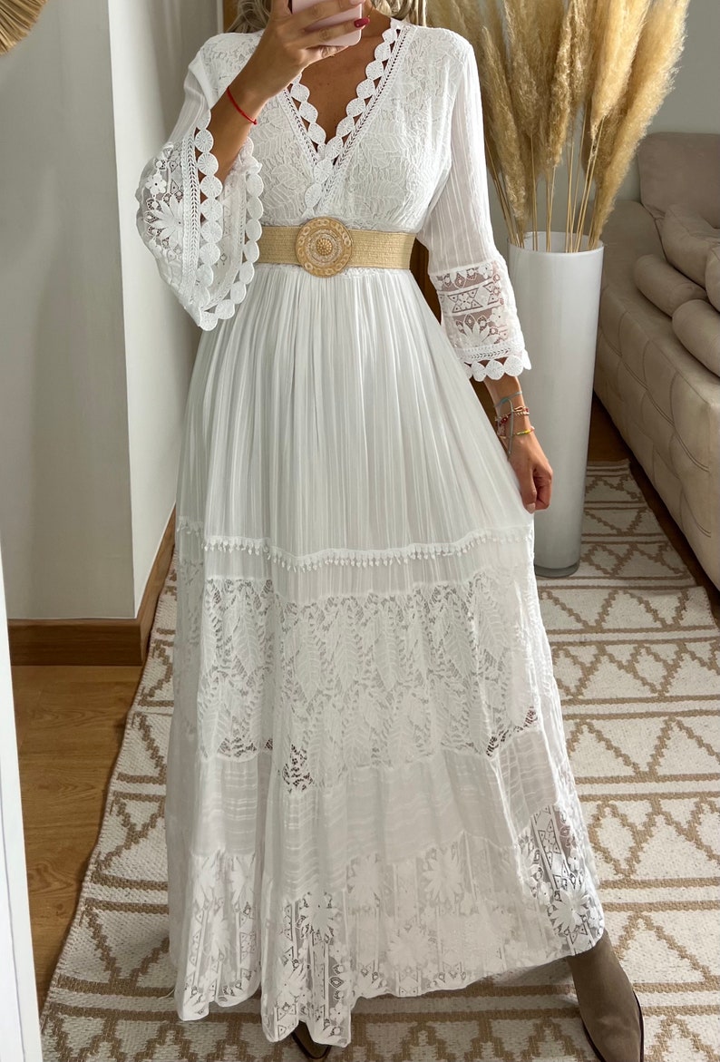 Boho wedding dress, maxi boho dress, summer boho dress, vintage boho dress, dress boho for women, dress pattern, wedding boho dress. imagen 4