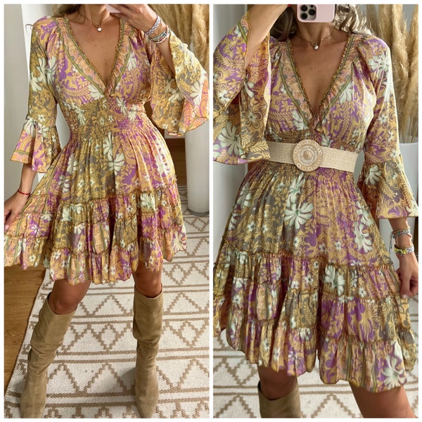 Mini robe boho, robe blanche, robe bohème, robe de mariée boho, robe en dentelle, robe boho, boho kleid, robe de mariée boho, robes boho femmes