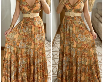 Seiden-Maxikleid, Boho-Kleid, Seidenkleid, Seiden-Boho-Kleid, Seidenkleid, Boho-Kleid für Frau, Boho-Kleid, Maxikleid, Boho-Hochzeitskleid.