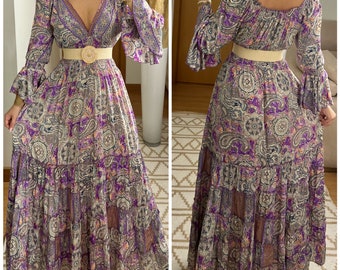 Robe maxi en soie, robe boho pour femme, robe en soie, robe boho en soie, robe en soie, robe boho pour filles, robe d'été, robe maxi en soie, robe.