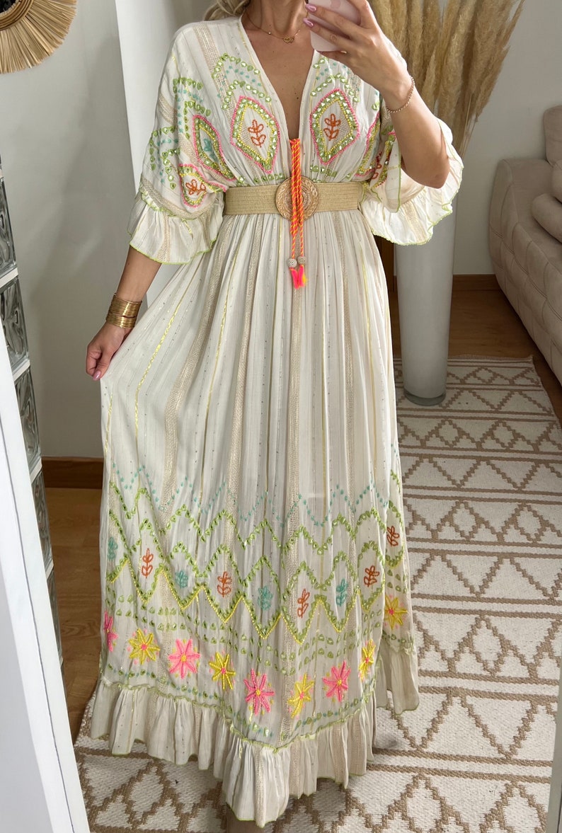 Robe de mariée Boho, robe boho, robe maxi, robe maxi boho, robe bohème, boho kleid, robe maxi blanche, robe boho pour fille, robe boho. image 7