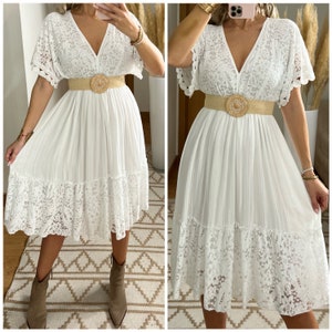 Mini robe boho, robe blanche, robe bohème, robe de mariée boho, robe en dentelle, robe boho, boho kleid, robe de mariée boho, robes boho femmes image 1