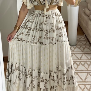 Maxikleid Herbst, Boho-Kleid, Kleid weiß, Bohemian-Kleid, Vintage-Boho-Kleid, Boho-Kleid für Frauen, Schnittmuster, Hochzeits-Boho-Kleid. Bild 4