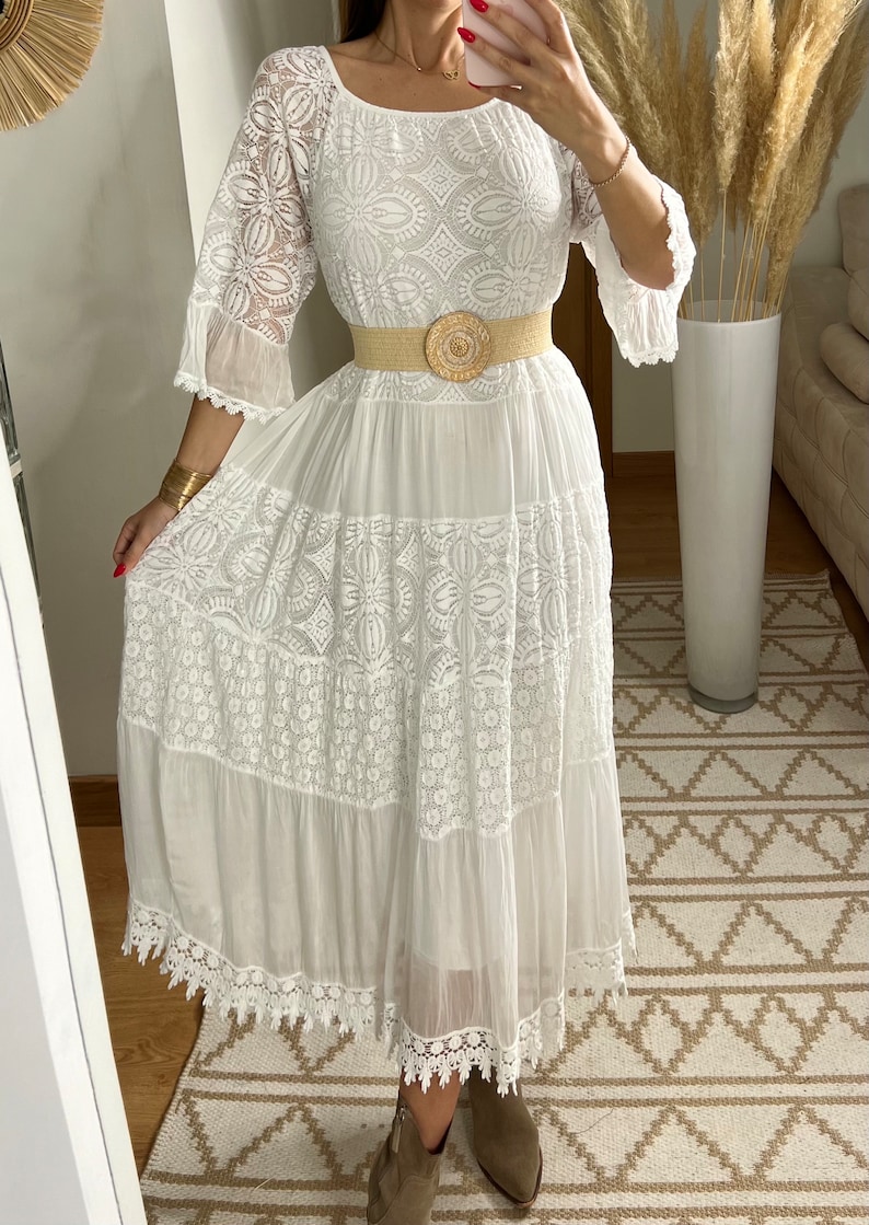 Robe de mariée Boho, robe maxi boho, robe boho dété, robe boho vintage, robe boho pour femme, patron de robe, robe boho de mariage. image 5