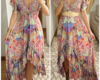 Robe maxi pour femme, robe boho, robe maxi boho, patron de robe, robe boho, robe en soie, robe d'été, robe maxi pour femme, robe hippie