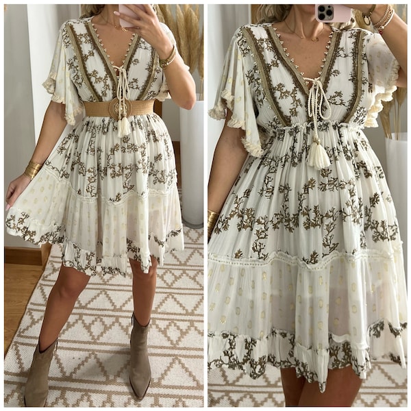 Mini boho dress, white dress, bohemian dress, boho wedding dress, lace dress, boho dress, boho kleid, wedding dress boho, boho dresses women