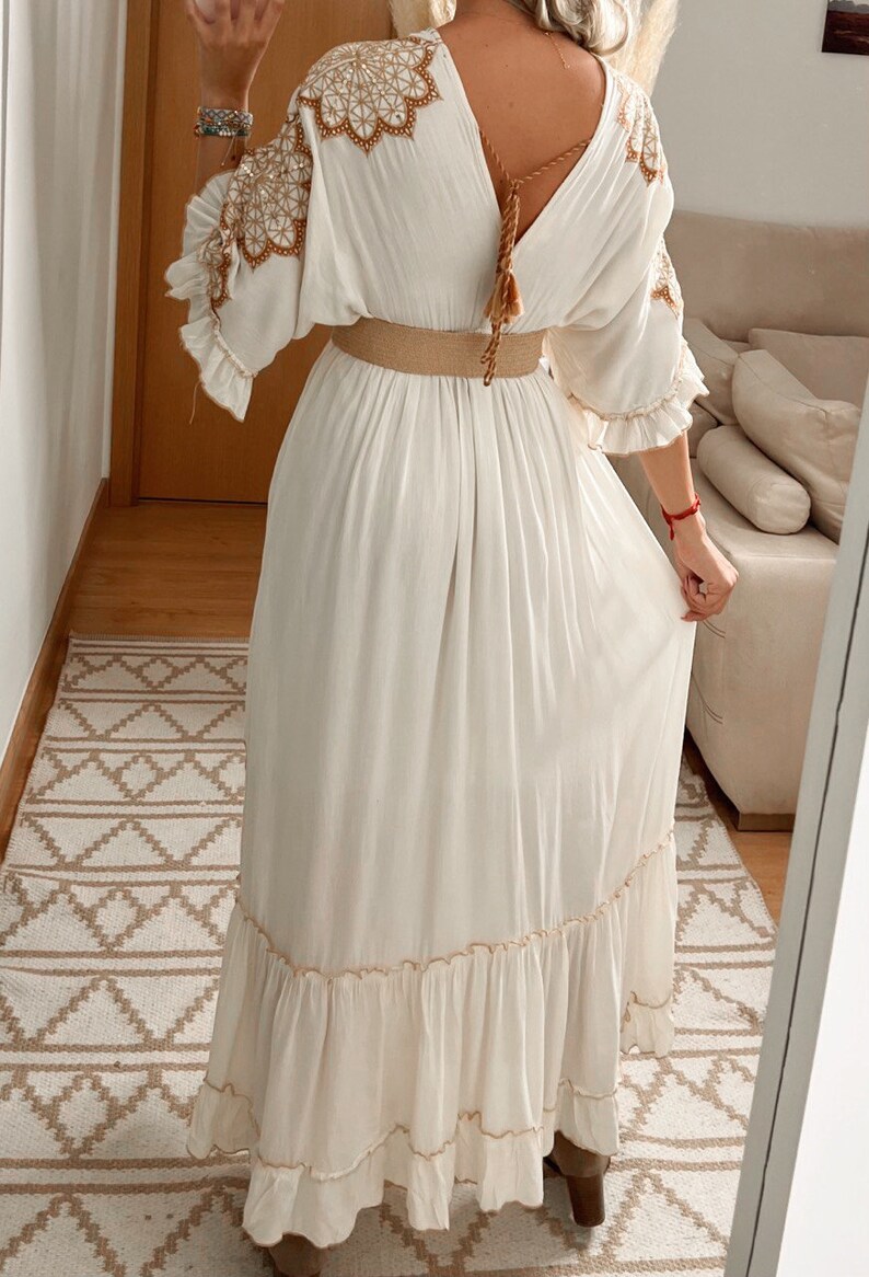 Robe femme, robe d'automne, robe d'hiver, robe de mariée boho, boho kleid, robe boho pour femme, robe maxi boho, robe bohème, robe boho. image 4