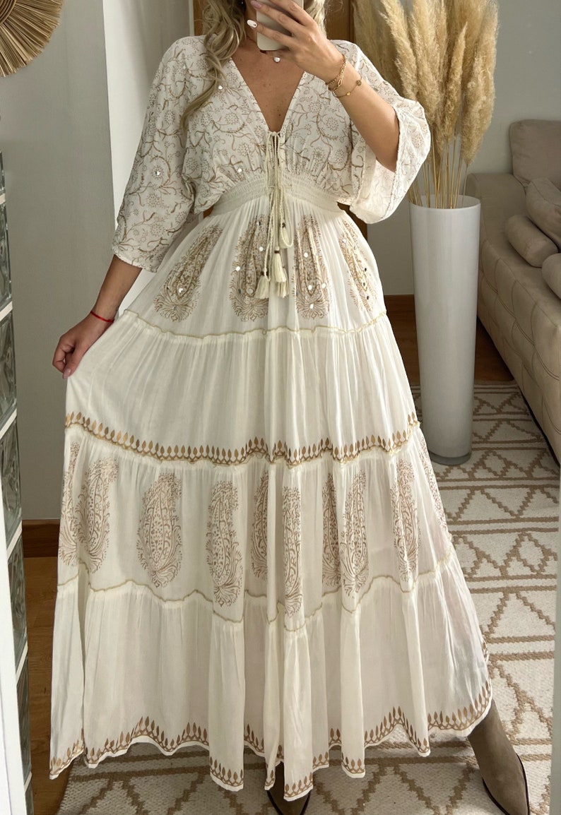 Robe de mariée Boho, robe maxi boho, robe boho d'été, robe bohème, robe boho pour femme, robe boho, robe boho, robe boho de mariage. image 8