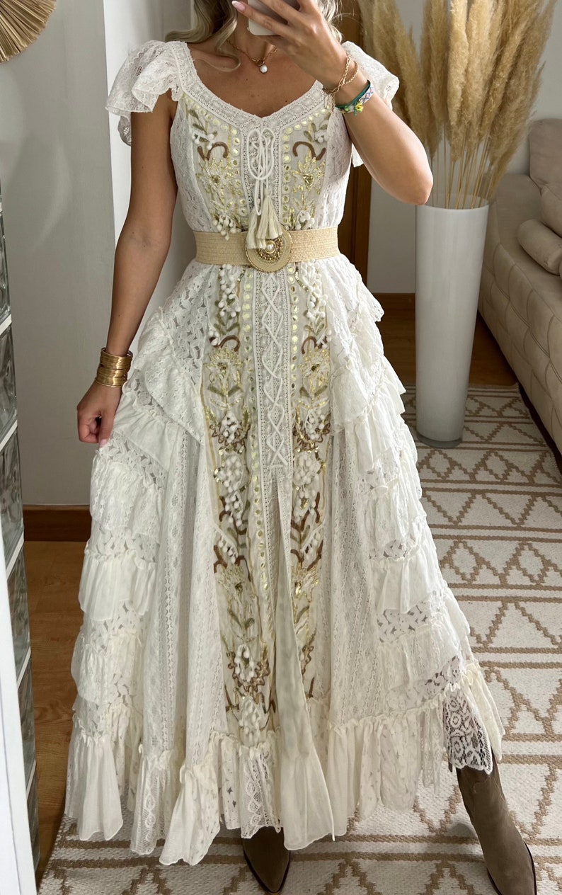 Robe de mariée Boho, robe maxi boho, robe boho dété, robe boho vintage, robe boho pour femme, patron de robe, robe boho de mariage. image 2