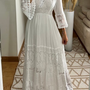 Boho-Hochzeitskleid, Maxi-Boho-Kleid, Sommer-Boho-Kleid, Vintage-Boho-Kleid, Boho-Kleid für Frauen, Kleidermuster, Hochzeits-Boho-Kleid. Bild 7