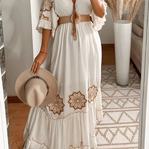 Robe femme, robe d'automne, robe d'hiver, robe de mariée boho, boho kleid, robe boho pour femme, robe maxi boho, robe bohème, robe boho. image 5