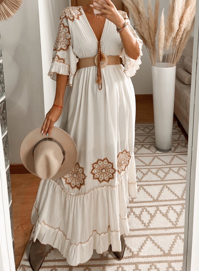 Robe femme, robe d'automne, robe d'hiver, robe de mariée boho, boho kleid, robe boho pour femme, robe maxi boho, robe bohème, robe boho. image 5